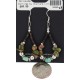Certified Authentic .925 Sterling Silver Hooks Natural Turquoise Green Jasper Heishi Hoop Native American Dangle Earrings 18263-24