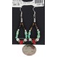 Certified Authentic .925 Sterling Silver Hooks Navajo Natural Turquoise Coral Heishi Hoop Native American Dangle Earrings 18263-23