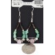 Certified Authentic .925 Sterling Silver Hooks Natural Turquoise Pink Quartz Heishi Hoop Native American Dangle Earrings 18263-28