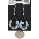Certified Authentic Navajo .925 Sterling Silver Hooks Natural Turquoise Opalite Heishi Hoop Native American Dangle Earrings 18263-25
