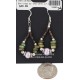 Certified Authentic .925 Sterling Silver Hooks Natural Turquoise Mother of Pearl Heishi Hoop Native American Dangle Earrings 18263-36