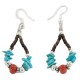 Certified Authentic .925 Sterling Silver Hooks Coral Natural Turquoise Heishi Hoop Native American Dangle Earrings 18263-20