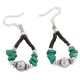 Certified Authentic .925 Sterling Silver Hooks Natural Turquoise Mother of Pearl Heishi Hoop Native American Dangle Earrings 18263-11