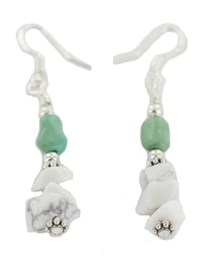 Certified Authentic .925 Sterling Silver Hooks Navajo White Howlite Native American Dangle Earrings 18263-16