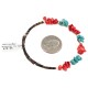 Navajo Certified Authentic Natural Turquoise Heishi Coral Native American Adjustable Wrap Bracelet 13151-67