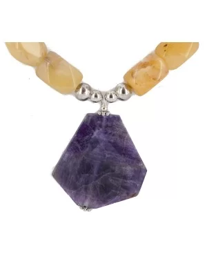 .925 Sterling Silver Certified Authentic Navajo Natural Turquoise Jasper Agate Amethyst Native American Necklace 750208-4 .925 Sterling Silver Certified Authentic Navajo Natural Turquoise Jasper Agate Amethyst Native American Necklace 750208-4