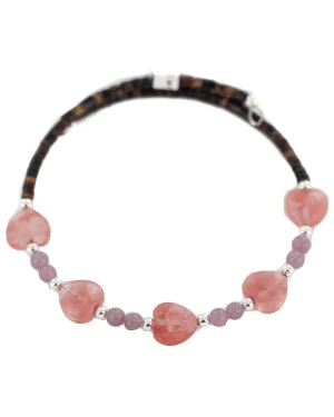 Certified Authentic Natural Pink Quartz Heishi Navajo Native American Adjustable Wrap Bracelet 13151-59