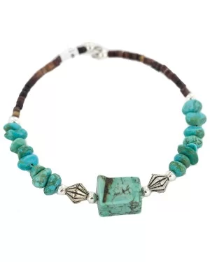 Certified Authentic Natural Turquoise Heishi Navajo Native American Adjustable Wrap Bracelet 13151-71