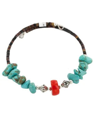 Certified Authentic Navajo Coral Heishi Native American Adjustable Wrap Bracelet 13151-51