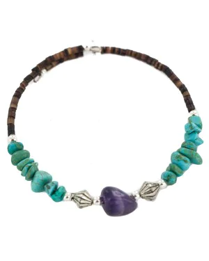 Certified Authentic Navajo Natural Amethyst Heishi Native American Adjustable Wrap Bracelet  13151-65