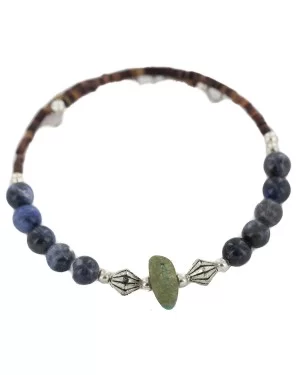 Certified Authentic Navajo Natural Tuquoise Heishi Lapis Native American Adjustable Wrap Bracelet 13151-52