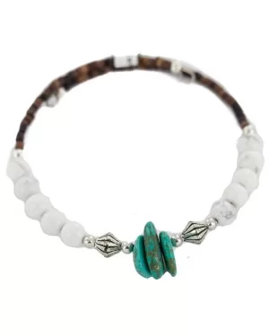 Certified Authentic Navajo Natural Turquoise Heishi Native American Adjustable Wrap Bracelet 13151-63