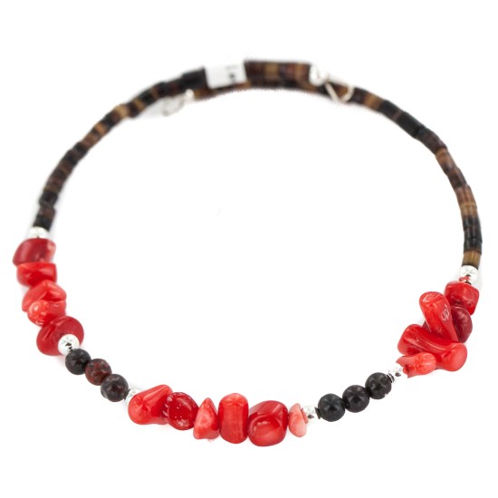 Navajo Certified Authentic Heishi Coral Jasper Native American Adjustable Wrap Bracelet 13151-49 All Products NB160414232301 13151-49 (by LomaSiiva)