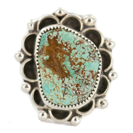Handmade Certified Authentic .925 Sterling Silver Natural Turquoise Navajo Native American Ring 18259-2