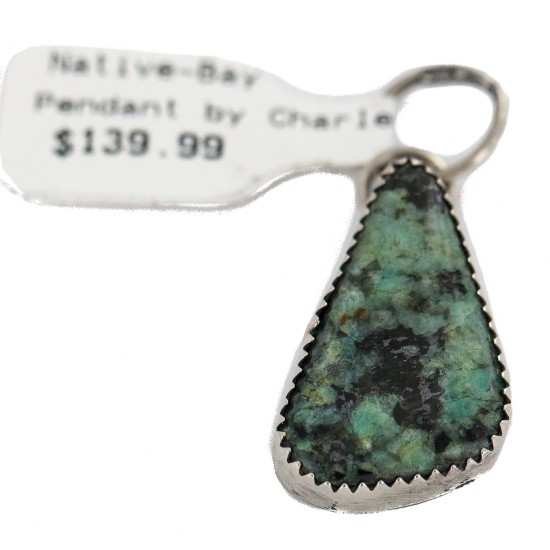 Certified Authentic Navajo Handmade .925 Sterling Silver Natural Mountain Turquoise Native American Pendant 740114-1