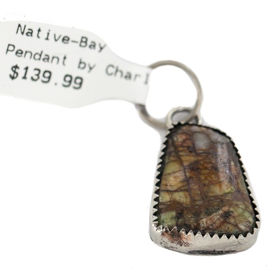 Certified Authentic Navajo Handmade .925 Sterling Silver Natural Turquoise Native American Pendant 740114-3
