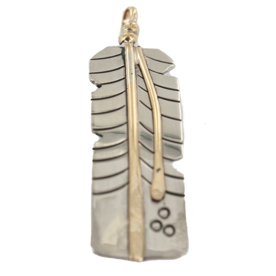 Certified Authentic Navajo Handmade Brass Nickel Native American Pendant 24409