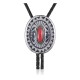Feather .925 Sterling Silver Certified Authentic Handmade Navajo Native American Coral Bolo Tie 34103