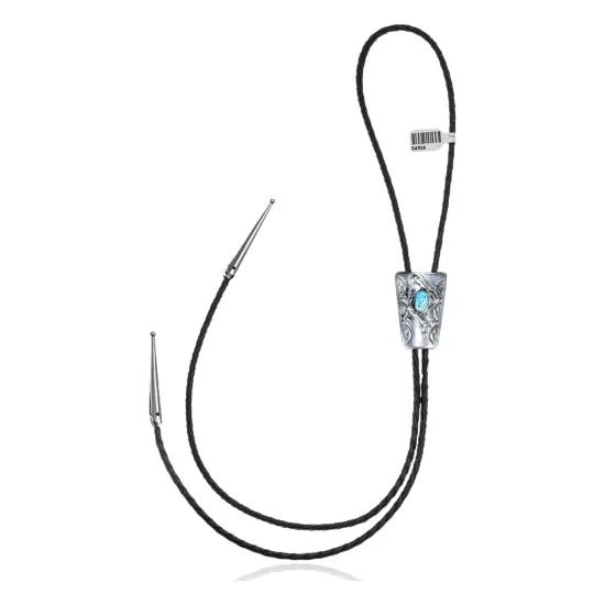 Snake .925 Sterling Silver Certified Authentic Handmade Navajo Native American Natural Turquoise Bolo Tie 34104