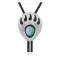 Bear Paw .925 Sterling Silver Certified Authentic Handmade Navajo Native American Natural Turquoise Bolo Tie 34105