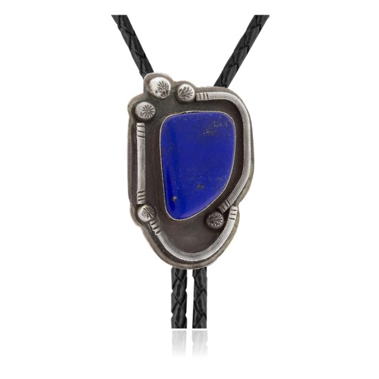 Handmade Certified Authentic Navajo .925 Sterling Silver Lapis Lazuli  Native American Bolo Tie 34109