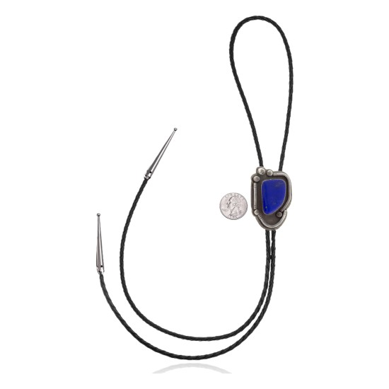 Handmade Certified Authentic Navajo .925 Sterling Silver Lapis Lazuli Native American Bolo Tie 34109 Handmade Certified Authentic Navajo .925 Sterling Silver Lapis Lazuli Native American Bolo Tie 34109