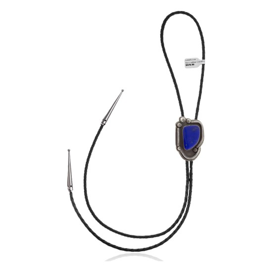 Handmade Certified Authentic Navajo .925 Sterling Silver Lapis Lazuli Native American Bolo Tie 34109 Handmade Certified Authentic Navajo .925 Sterling Silver Lapis Lazuli Native American Bolo Tie 34109