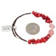 Heart Navajo Certified Authentic Heishi Coral Pink Quartz Native American Adjustable Wrap Bracelet 13159-14