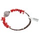 Navajo Certified Authentic Heishi Coral Charoite Native American Adjustable Wrap Bracelet 13159-11