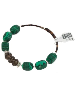 Certified Authentic Navajo Heishi Malachite Smoky Quartz Native American Adjustable Wrap Bracelet 13159-2 Certified Authentic Navajo Heishi Malachite Smoky Quartz Native American Adjustable Wrap Bracelet 13159-2