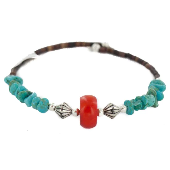 Certified Authentic Heishi Coral Navajo Native American Adjustable Wrap Bracelet 13151-66 Certified Authentic Heishi Coral Navajo Native American Adjustable Wrap Bracelet 13151-66