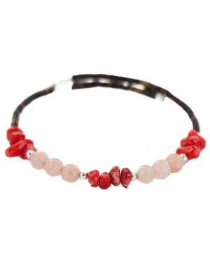 Certified Authentic Navajo Heishi Coral Quartz Native American Adjustable Wrap Bracelet 13151-56 Certified Authentic Navajo Heishi Coral Quartz Native American Adjustable Wrap Bracelet 13151-56