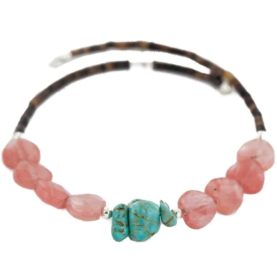 Heart Navajo Certified Authentic Heishi Pink Quartz Native American Adjustable Wrap Bracelet 13151-45 Heart Navajo Certified Authentic Heishi Pink Quartz Native American Adjustable Wrap Bracelet 13151-45