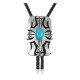 Sun Feather.925 Sterling Silver Certified Authentic Handmade Navajo Native American Natural Turquoise Bolo Tie 34112