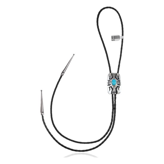 Sun Feather.925 Sterling Silver Certified Authentic Handmade Navajo Native American Natural Turquoise Bolo Tie 34112 Sun Feather.925 Sterling Silver Certified Authentic Handmade Navajo Native American Natural Turquoise Bolo Tie 34112