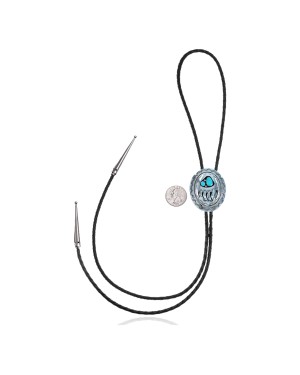 Bear Paw .925 Sterling Silver Certified Authentic Handmade Navajo Native American Natural Turquoise Bolo Tie 34116 Bear Paw .925 Sterling Silver Certified Authentic Handmade Navajo Native American Natural Turquoise Bolo Tie 34116