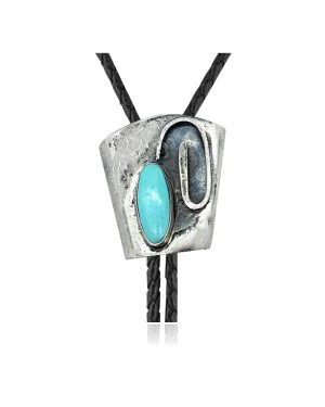 Handmade Certified Authentic Navajo .925 Sterling Silver Native American Natural Turquoise Coral Bolo Tie 34117