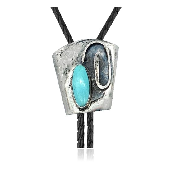 Handmade Certified Authentic Navajo .925 Sterling Silver Native American Natural Turquoise Coral Bolo Tie 34117