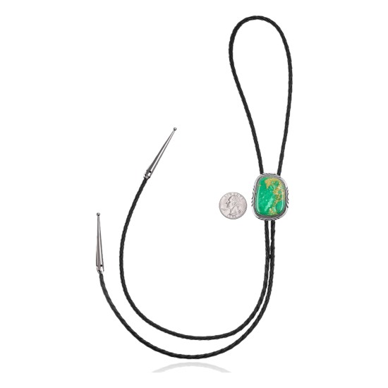 Handmade Certified Authentic Navajo .925 Sterling Silver Native American Natural Turquoise Bolo Tie 34101 Handmade Certified Authentic Navajo .925 Sterling Silver Native American Natural Turquoise Bolo Tie 34101