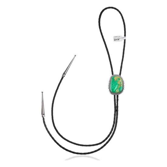 Handmade Certified Authentic Navajo .925 Sterling Silver Native American Natural Turquoise Bolo Tie 34101 Handmade Certified Authentic Navajo .925 Sterling Silver Native American Natural Turquoise Bolo Tie 34101