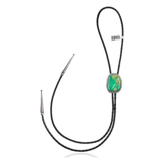 Handmade Certified Authentic Navajo .925 Sterling Silver Native American Natural Turquoise Bolo Tie 34101 Handmade Certified Authentic Navajo .925 Sterling Silver Native American Natural Turquoise Bolo Tie 34101