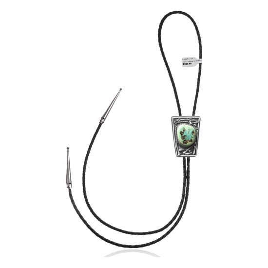 Handmade Certified Authentic Navajo .925 Sterling Silver Native American Natural Turquoise Bolo Tie 34115 Handmade Certified Authentic Navajo .925 Sterling Silver Native American Natural Turquoise Bolo Tie 34115