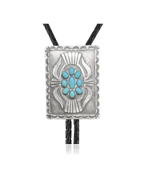 Handmade Certified Authentic Navajo .925 Sterling Silver Native American Natural Turquoise Bolo Tie 34123 Handmade Certified Authentic Navajo .925 Sterling Silver Native American Natural Turquoise Bolo Tie 34123