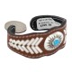 Certified Authentic Handmade .925 Sterling Silver Navajo Natural Turquoise Native American Leather Bracelet 12784-3