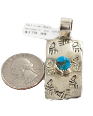 Certified Authentic Bear paw Handmade Nickel Natural Turquoise Navajo Native American Pendant 13167-1