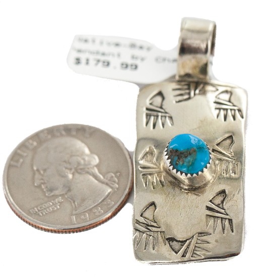 Certified Authentic Bear paw Handmade Nickel Natural Turquoise Navajo Native American Pendant 13167-1 Certified Authentic Bear paw Handmade Nickel Natural Turquoise Navajo Native American Pendant 13167-1