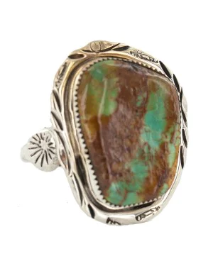 Handmade Navajo .925 Sterling Silver Natural Turquoise Ring 18221-3