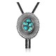 Sun .925 Sterling Silver Certified Authentic Handmade Navajo Native American Natural Turquoise Bolo Tie 34131
