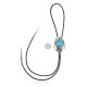 Feather .925 Sterling Silver Certified Authentic Handmade Navajo Native American Natural Turquoise Bolo Tie 34136