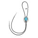 Feather .925 Sterling Silver Certified Authentic Handmade Navajo Native American Natural Turquoise Bolo Tie 34136